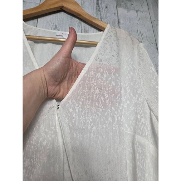 Leith Iridescent Light-Catching Sheer Floral Faux Wrap Top Blouse Sz. 1X NWT - Picture 4 of 8